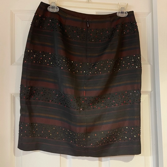 David Meister Striped Multicolored Sequined Skirt - Picture 2 of 3